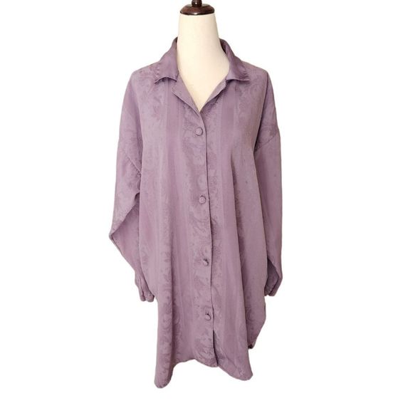 VICTORIA'S Secret Gold Label Vintage Grey Jacquard Night Shirt Medium/Large - Picture 6 of 7